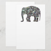 Zilverige zilvermozaïekglitter Elephant Briefpapier (Voorkant / Achterkant)