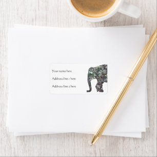 Zilverige zilvermozaïekglitter Elephant Etiket