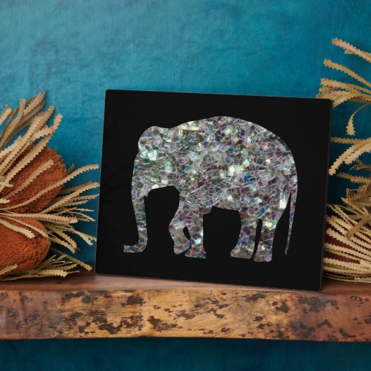 Zilverige zilvermozaïekglitter Elephant Fotoplaat (Zijkant)