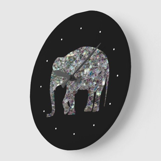 Zilverige zilvermozaïekglitter Elephant Grote Klok (Hoek)