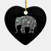 Zilverige zilvermozaïekglitter Elephant Keramisch Ornament (Voorkant)