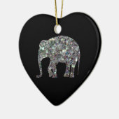 Zilverige zilvermozaïekglitter Elephant Keramisch Ornament (Links)
