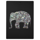 Zilverige zilvermozaïekglitter Elephant Klembord (Achterkant)