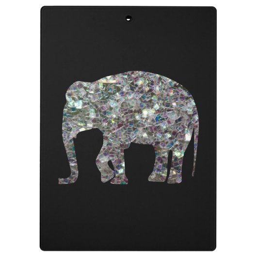 Zilverige zilvermozaïekglitter Elephant Klembord (Achterkant)