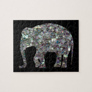 Zilverige zilvermozaïekglitter Elephant Legpuzzel