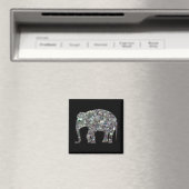 Zilverige zilvermozaïekglitter Elephant Magneet (Insitu (Vaatwasser))