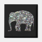 Zilverige zilvermozaïekglitter Elephant Magneet (Voorkant)