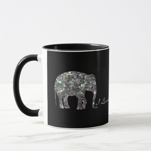 Zilverige zilvermozaïekglitter Elephant Mok (Links)