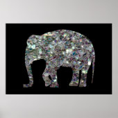 Zilverige zilvermozaïekglitter Elephant Poster (Voorkant)