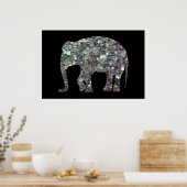 Zilverige zilvermozaïekglitter Elephant Poster (Keuken)