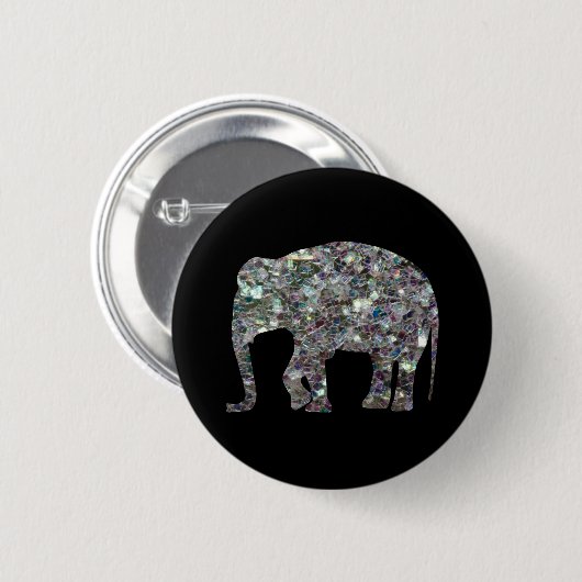 Zilverige zilvermozaïekglitter Elephant Ronde Button 5,7 Cm (Voorkant /achterkant)