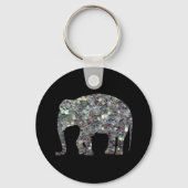 Zilverige zilvermozaïekglitter Elephant Sleutelhanger (Voorkant)