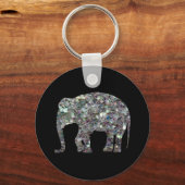 Zilverige zilvermozaïekglitter Elephant Sleutelhanger (Voorkant)