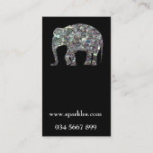 Zilverige zilvermozaïekglitter Elephant Visitekaartje (Achterkant)