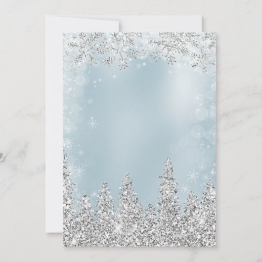 Zilverijblauwe sneeuw met kerstwinter bruiloft kaart (Achterkant)