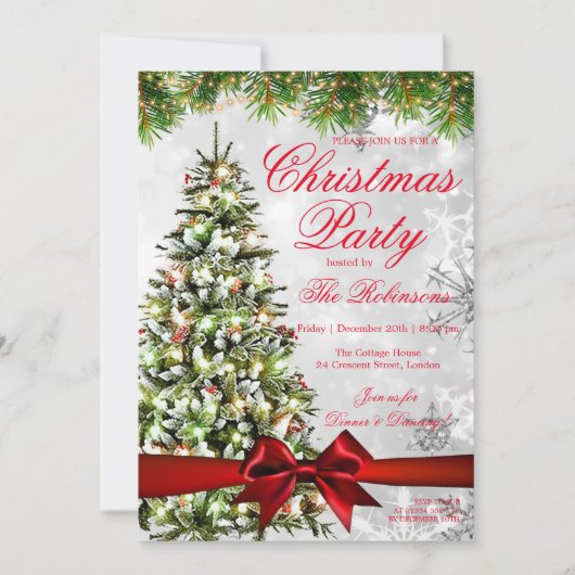 Zilverkerstfeest | Rammenstruatiellampjes en lint Kaart (Voorkant)