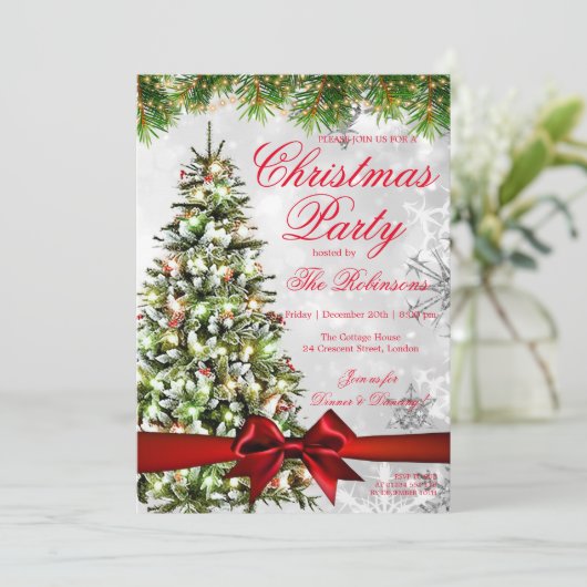 Zilverkerstfeest | Rammenstruatiellampjes en lint Kaart (Staand voorkant)