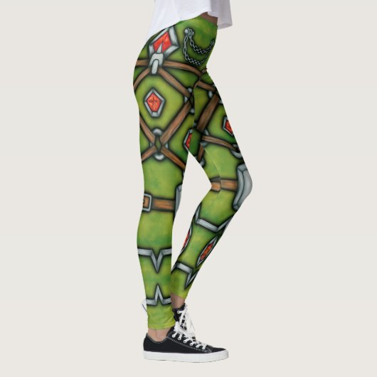 Zilverketting en rozijnen, groene en bruine Leggin Leggings (Rechts)