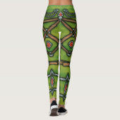 Zilverketting en rozijnen, groene en bruine Leggin Leggings (Achterkant)