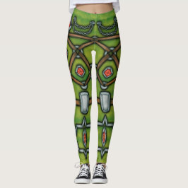 Zilverketting en rozijnen, groene en bruine Leggin Leggings