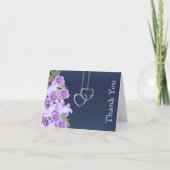 Zilverkettingharten op marineblauw satin bedankkaart (Voorkant)