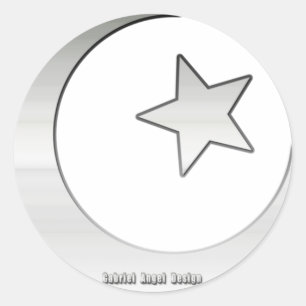 Zilverkleurd Star- en Crescent-symbool Ronde Sticker