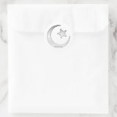 Zilverkleurd Star- en Crescent-symbool Ronde Sticker (Tas)