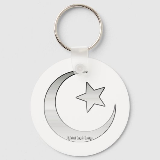 Zilverkleurd Star- en Crescent-symbool Sleutelhanger (Voorkant)