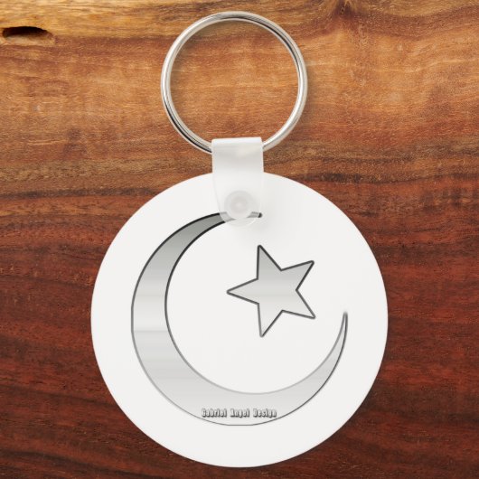 Zilverkleurd Star- en Crescent-symbool Sleutelhanger (Voorkant)