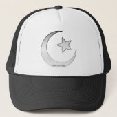 Zilverkleurd Star- en Crescent-symbool Trucker Pet (Voorkant)