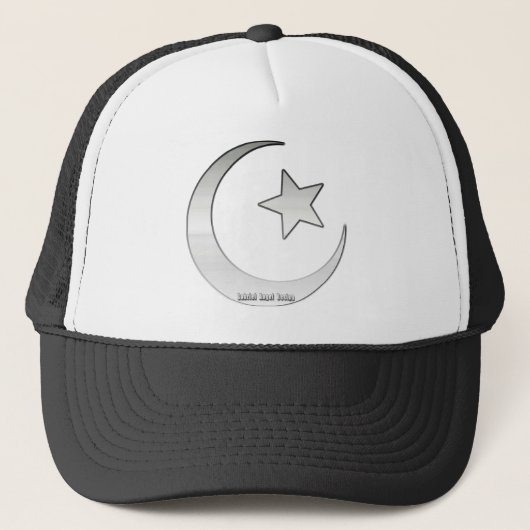 Zilverkleurd Star- en Crescent-symbool Trucker Pet (Voorkant)