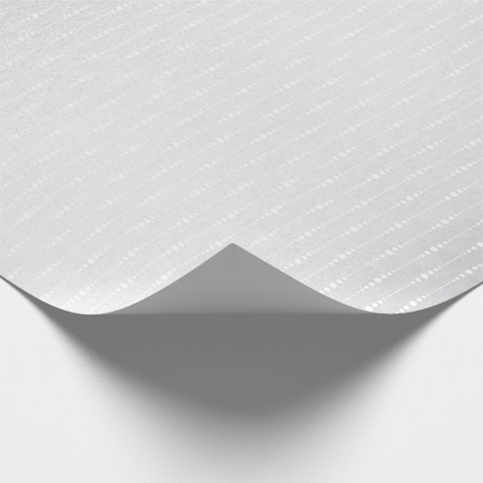 Zilverkleurd zwart-wit-grijze fijne druppelstrips cadeaupapier (Hoek)