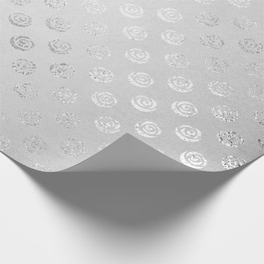 Zilverkleurd zwart-witgrijze Rozen Cadeaupapier (Hoek)