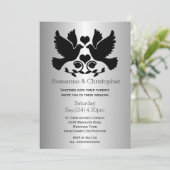 Zilverkleurde Dove Persoonlijk Weddenschap Kaart (Staand voorkant)