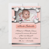 Zilverkleurde hartenpels in aantekeningen bij gebo aankondiging (Voorkant)