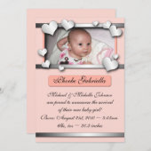 Zilverkleurde hartenpels in aantekeningen bij gebo aankondiging (Voorkant / Achterkant)