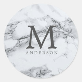 zilverkleurig masculinair dubbel monogram ronde sticker