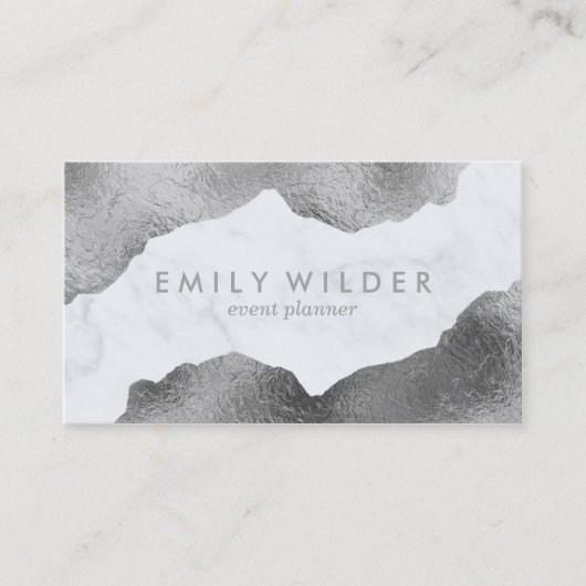 zilverkleurig ondergedompeld marmer | Visitekaartj Visitekaartje (Voorkant)
