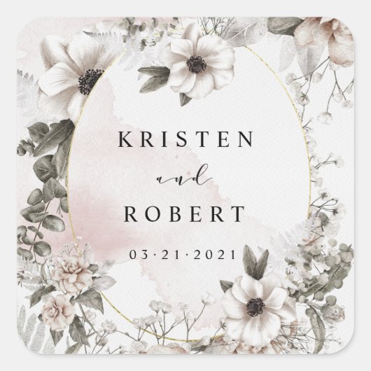 zilverkleurig vierkant vierkante sticker (Voorkant)