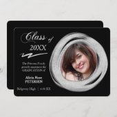 Zilverkleurige mededeling Afstuderen Lijst Aankondiging (Voorkant / Achterkant)