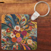 Zilverkleurige metalen vierkante sleutelhanger (Achterkant)