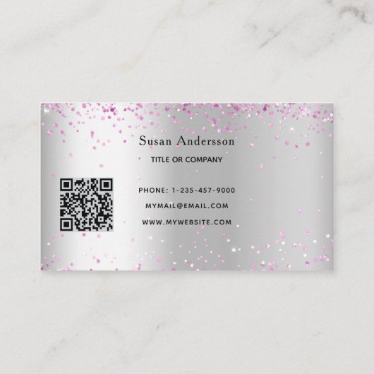 Zilverkleurige QR-code Visitekaartje (Achterkant)