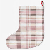 Zilverkleurige roze witte geplakte strepen Kerstmi Grote Kerstsok (Achterkant)