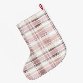 Zilverkleurige roze witte geplakte strepen Kerstmi Grote Kerstsok (Achterkant (Hangend))