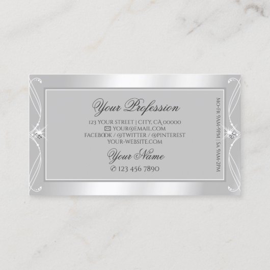  Zilverlicht Grijze Juwelen voor sierdoeleinden Visitekaartje (Achterkant)