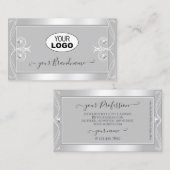  zilverlichte, grijze handdoeken met Logo Visitekaartje (Voorkant / Achterkant)