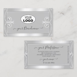  zilverlichte, grijze handdoeken met Logo Visitekaartje