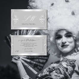  Zilverlichte, grijze Initialen Visitekaartje