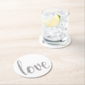Zilverliefdesonderzetters, glitter, rond ronde kartonnen onderzetter (Insitu)