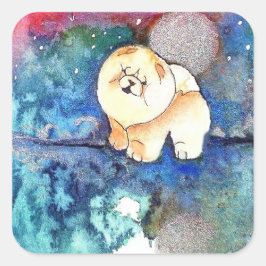 ZILVERMAAN Chow hond waterverf Vierkante Sticker